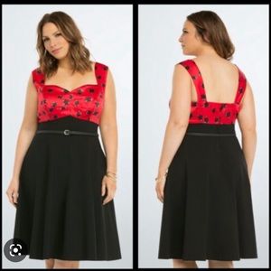 Torrid red/black floral swing dress